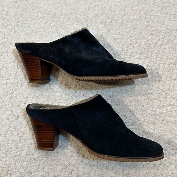 Golo suede shearling lined block wood heeled mules vibram soles size 10 - Picture 4 of 7